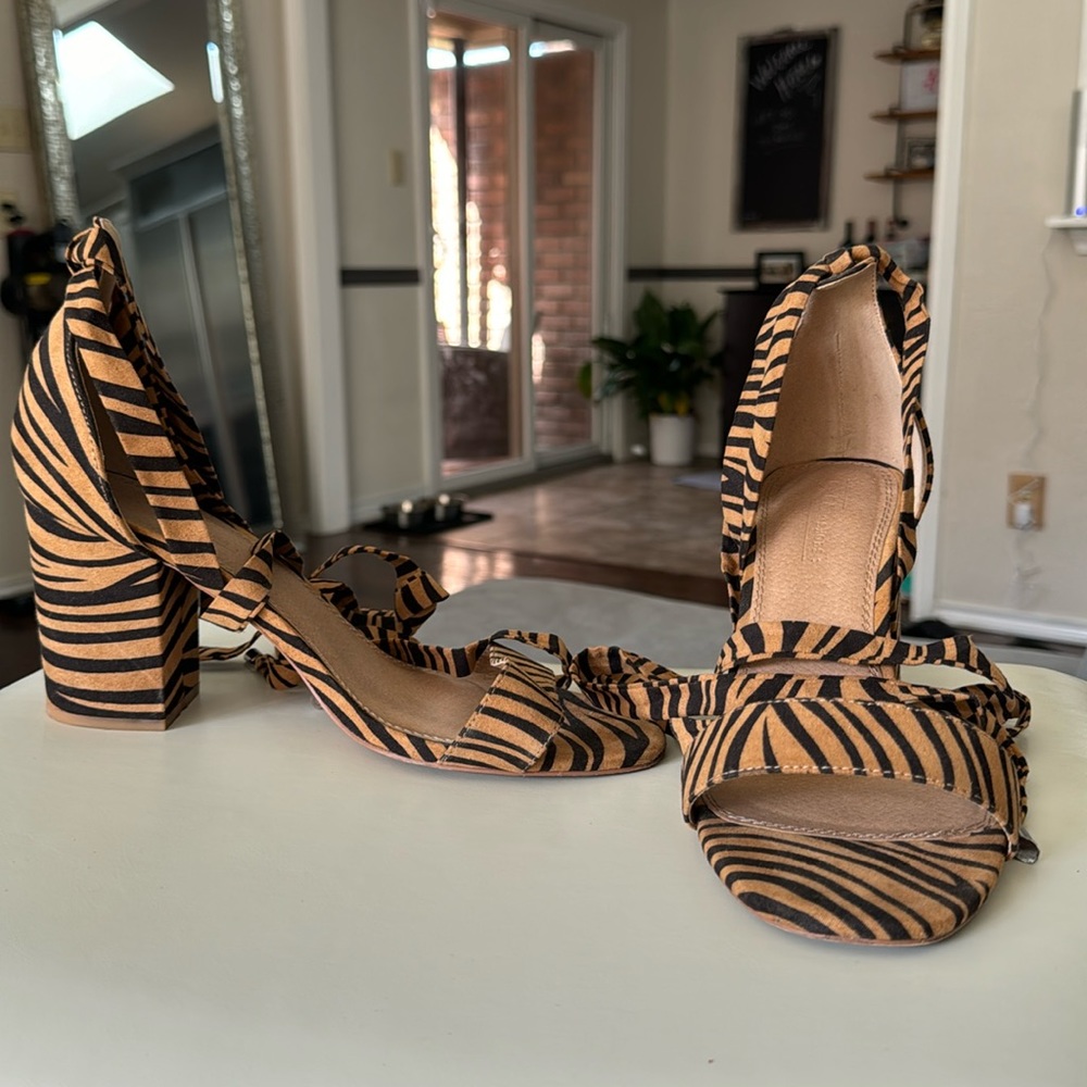 Ankle Tie- Animal Print Heels